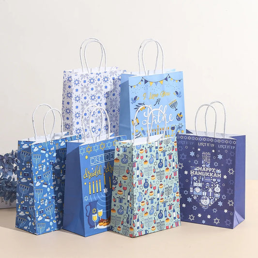 6-Pack Hanukkah Gift Bags | Festive Designs | Holiday Gifting