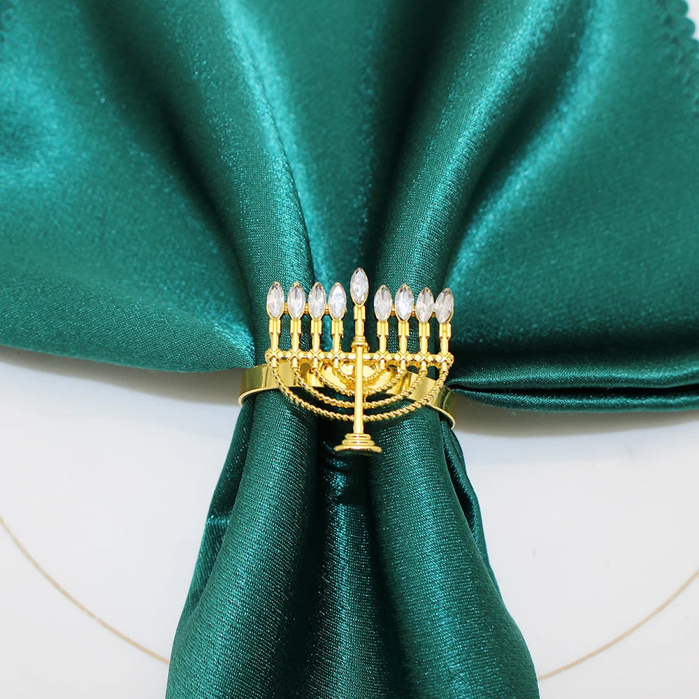 Rhinestone Hanukkah Napkin Rings | Elegant Table Decor