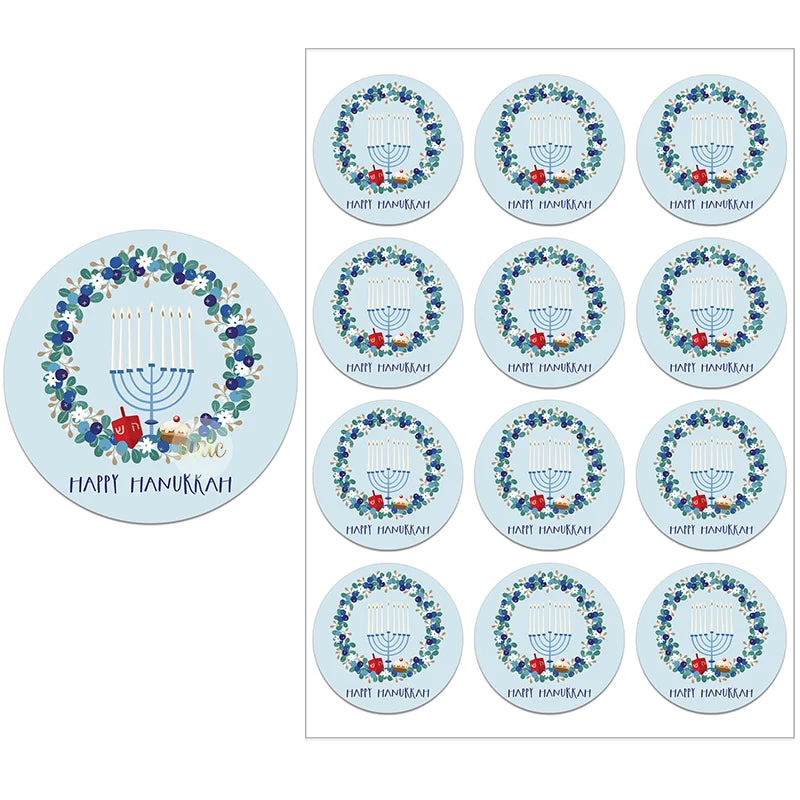 Happy Hanukkah Labels | Festive Gift Tags | Holiday Stickers