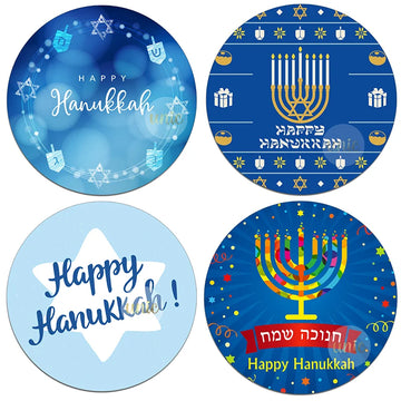 Happy Hanukkah Labels | Festive Gift Tags | Holiday Stickers