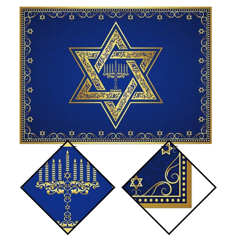 Hanukkah Rectangle Tablecloth | Elegant Holiday Decor | Festive Design