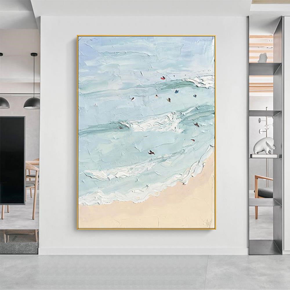 Hand Painted Beach Thick Oil Canvas Wall Art