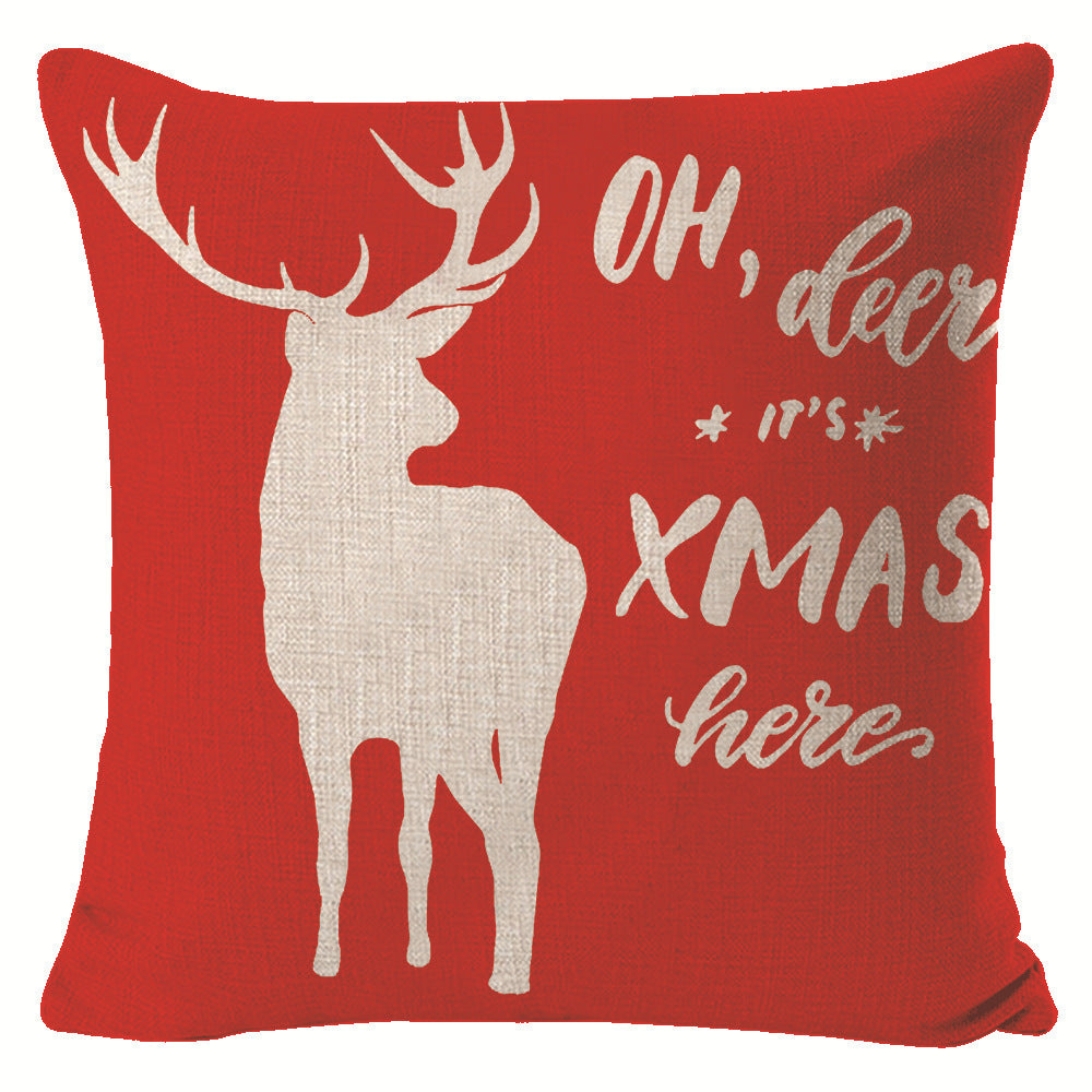 Elk Printing Linen Pillow Cover | Rustic Holiday Decor