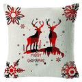 Elk Printing Linen Pillow Cover | Rustic Holiday Decor