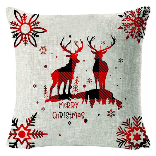 Elk Printing Linen Pillow Cover | Rustic Holiday Decor