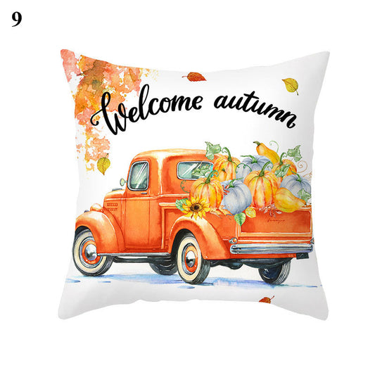 Maple Pumpkin Print Thanksgiving Peach Skin Pillowcase