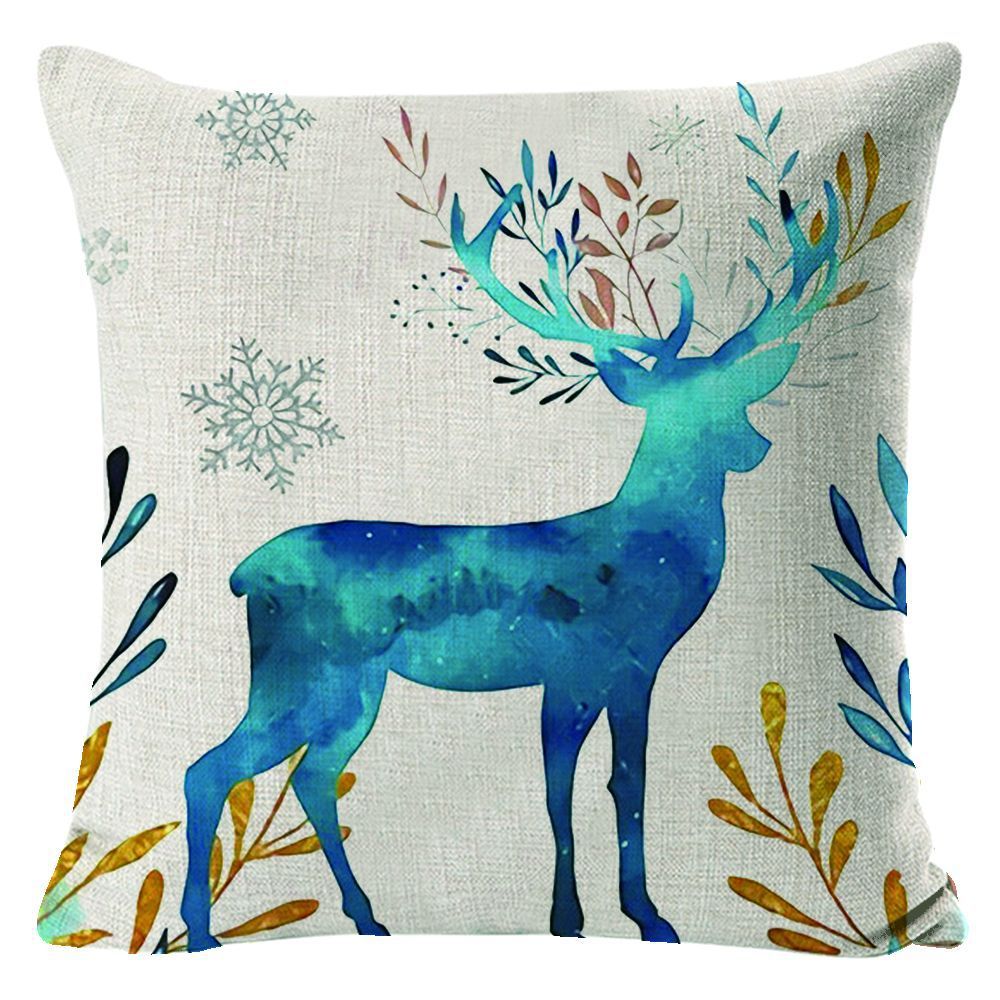 Elk Printing Linen Pillow Cover | Rustic Holiday Decor