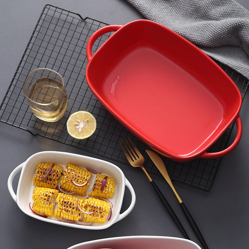 Ceramic Rectangular Bakeware | Dual Handle Design | Oven Safe