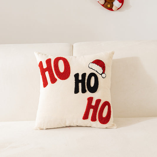 Christmas Towel Embroidery Pillow Cover Holiday Home Decoration