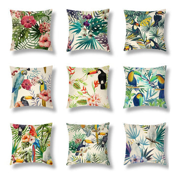 Tropical Series Linen Throw Pillow Case