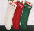 Embroidered Knitted Christmas Stockings | Gift Bag Decor | Holiday Tradition