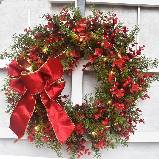 Artificial Cherry Pattern Wreath | Vibrant Holiday Decor | Seasonal Accent