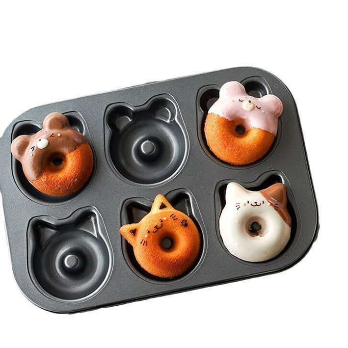 Cat & Bear Donut Baking Tray | Cute Cotton Mold | Non-Stick Bakeware